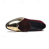 preiswerte Männer Schuhe-Männer Mardi Gras rote Samt und goldene Akzent Slipper – luxuriöse Slipper für Karneval Partys und elegante Veranstaltungen