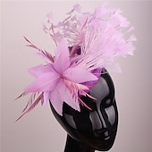 baratos Capacete de Casamento-Peça para Cabeça Penas Sinamay Casamento Festa de Noite Elegante Casamento Com Penas Capacete Chapéu