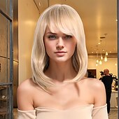 economico Parrucche trendy sintetiche-Parrucche sintetiche Kinky liscia Poco ondulata Taglio scalato Taglio asimmetrico Con fascia frontale A macchina Parrucca 16 pollici A1 Capelli sintetici Per donna Classico Comodo Colore Graduale e