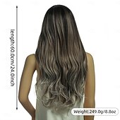 economico Parrucche trendy sintetiche-Parrucca Sintetica Ondulato naturale Ondulato Taglio Scalato Riga Profonda Fatto a macchina Parrucca 24 pollici A1 Capelli Sintetici Per donna Riga in Mezzo Classico Gradiente di colore Biondo