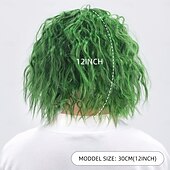 abordables Perruques de fête-Perruque Synthétique Ondulé Tissage bouclé Coupe Asymétrique Avec Bandeau Fabriqué à la machine Perruque 30 pouces A1 Cheveux Synthétiques Homme Classique Confortable Dégradé de Couleur Vert