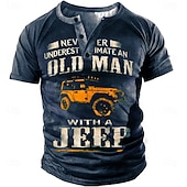 Men's Never Underestimate Old Man Jeep Short Sleeve Graphic Henley T-Shirt 6
