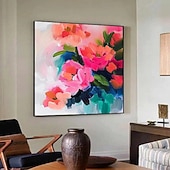 abordables Peintures fleurs/botaniques-peinture de fleurs sauvages peinte à la main texture 3D peinture de fleurs en fleurs toile extra large taille flore peinture à l&#039;huile art mural peinture botanique art mural décor art rose paysage