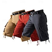 cheap Classic-Men&#039;s Capri Cargo Shorts Cargo Shorts Capri Pants Shorts Summer Shorts Zipper Multiple Pockets Flap Pocket Plain Comfort Breathable Knee Length Outdoor Vacation Sporty Casual Red Khaki
