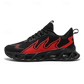 preiswerte Herren Laufschuhe-Sportliche Herren-Sneaker, auffälliges Flammen-Design in Schwarz und Rot, Sportschuhe zum Laufen und fürs Fitnessstudio