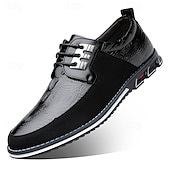 cheap Casual-Men&#039;s Derby Lace-Up Shoes with Crocodile-Patterned Leather and Black Suede, Stylish Sporty Sole for Casual and Business Casual Wear