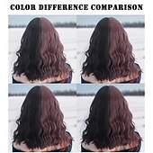cheap Party Wigs-Synthetic Wig Wavy Curly Weave Layered Haircut With Bangs Machine Made Wig 16 inch A1 Synthetic Hair Women&#039;s Classic Comfortable Color Gradient Multi-color