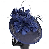 baratos Capacete de Casamento-Peça para Cabeça Sinamay Casamento Festa de Noite Elegante Casamento Com Penas Capacete Chapéu