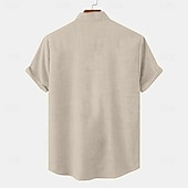 cheap Classic-Men&#039;s Shirt Linen Shirt Summer Shirt Beach Shirt Plaid Vacation Holiday Black Green Khaki Gray Short Sleeve Collar Summer Clothing Apparel