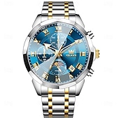 baratos Relógios Quartz-Relógio Masculino OLEVS 3675 Original Relógio de Negócios Masculino Espelho HD em Forma de Losango À Prova D&#039;Água Relógio de Cronometragem Fase Lunar Top Luxo Relógio Masculino Fashion