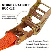 cheap Car Organizers-1Count Heavy-Duty Ratchet Tie Down Straps - 1in x 16Ft 5000 LBS Break Strength Double J Hook Cargo Securing Moving And Hauling Essentials For Trucks Trailers And Boats