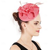 billige Coiffer-Hodeplagg Fjær Sinamay Bryllup Aftenselskap Elegant Bryllup Med Fjær Hodeplagg Hodeplagg