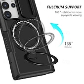 お買い得  サムスン用ケース-Samsung Galaxy S24 Ultra Plus S24 FE S23 Ultra Plus S22 Plus Ultra用電話ケーススタンドホルダー付きマグネットサポートワイヤレス充電レトロPC