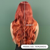 baratos Perucas Sintéticas sem Touca-Perucas sintéticas Ondulado Trama Curly Corte em Camadas Com Franjas Fabrico à Máquina Peruca 28 polegadas A1 Cabelo Sintético Mulheres Clássico Confortável Cores Gradiente Multi Cores