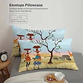 cheap Duvet Cover Sets-Three piece set of African primitive tribal character prints down duvet cover hotel bedroom guest room famous guest bed bedding comfortable set 1 down duvet cover 2 pillowcases king size bed s