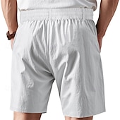 billiga Klassisk-Herr Shorts Linne Shorts Sommarshorts Beach Shorts Ficka Snörning Elastisk midja Slät Komfort Andningsfunktion Kort Semester Helgdag Strand Hawaiisk Boho Svart Vit