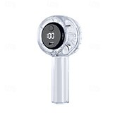 abordables Ventilateurs-Ventilateur mini compact avec écran LED et torche – Ventilateur rechargeable USB à 5 vitesses pour les voyages en intérieur et extérieur