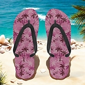 billige Grafiske utskriftssko-unisex tropiske solnedgangsflip flops – livlige strandsandaler med palmetretrykk for sommer-, basseng- og ferieklær