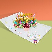 abordables Fournitures pour Fête d&#039;Anniversaire-Carte de vœux 3D pour fête d&#039;anniversaire, carte de vœux dépliable en papier sculpté fait main, joyeux anniversaire