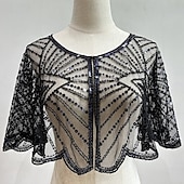 levne Šály a šátky-Retro Řvoucí 20s 20. léta 20. století šátek Wrap Přehozy přes ramena Velký Gatsby Buben dívka Flitry Maškarní kostým Dámské Karneval Svatební Večerní oslava Plesová maškaráda Dospělé Šátek