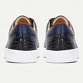 economico Scarpe da ginnastica in pelle premium-scarpe da ginnastica da uomo in vera pelle marrone – eleganti scarpe casual con lacci e stampa coccodrillo per l'uso quotidiano