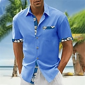 Men's Shirt Summer Shirt Casual Shirt Beach Shirt Button Up Shirt Black Blue Short Sleeve Printing Lapel Vacation Hawaiian Clothing Apparel Polyester Fashion Casual Comfortable4