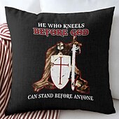 baratos Capa de almofada de férias-Capa de Almofada Decorativa de Páscoa 1PC Cavaleiros Templários Capa de Almofada Quadrada Macia para Quarto Sala de Estar Sofá Cadeira