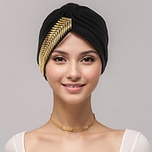 billige Tilbehør til hårstyling-Hodeplagg Polyester / bomullsblanding Solhatt Turbaner Avslappet Kirke Med Sløyfer Paljett Hodeplagg Hodeplagg