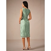 abordables Robes habillées-Femmes Robe Midi Robe Ensemble Vêtement couvrant Élégant Soirée robe demoiselle d honneur Cocktail Coupe Ample Demi Manches Col ras du cou Vert cendré Été