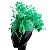 baratos Capacete de Casamento-Peça para Cabeça Penas Sinamay Casamento Festa de Noite Elegante Casamento Com Penas Capacete Chapéu