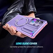 お買い得  サムスン用ケース-Samsung Galaxy S24 Ultra Plus S24 FE S23 Ultra Plus S22 Plus Ultra用電話ケーススタンドホルダー付きマグネットサポートワイヤレス充電レトロPC