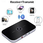 levne Bluetooth pomůcky-b6 bluetooth 5.0 vysílač přijímač 2v1 adaptér, bezdrátový audio adaptér aux 3,5mm jack rca stereo hudba do auta sluchátka reproduktor tv pc