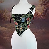 olcso Felsők-Retró Középkori Reneszánsz Fűző Prsluk Bustier Viking Fűzős Virágos Jelmez Női Kelta Fantasy Mindszentek napja Farsang Teljesítmény Parti LARP Felnőttek Fűző
