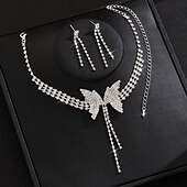 ieftine Seturi de Bijuterii-Seturi de bijuterii de mireasă 2 Diamante Artificiale 1 Colier Cercei Pentru femei Elegant Clasic Dulce Încântător Clasic Picătură Fluture Set de bijuterii Pentru Nuntă Cadou Zilnic