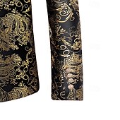 levne Pánské klasické blejzry-Pánské Blejzr Obchod Koktejlový večírek Svatebnívečírek Módní Na běžné nošení Jaro &amp; podzim Polyester Pozlacení Kapsy Knoflíky Pohodlné Jednořadé Blejzr Zlatá