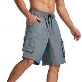 cheap Classic-Men&#039;s Cargo Shorts Shorts Bermuda shorts Casual Shorts Baggy Multi Pocket Straight Leg Plain Breathable Moisture Wicking Knee Length Outdoor Casual Running Fashion Streetwear Red Blue Micro-elastic