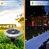 voordelige Buiten spots-8 stuks solar grondspot geometrische lamp, roestvrij staal warm licht/wit licht buitenlandschap lamp, 8led roterende schijflamp, tuinlandschap gazonverlichting lamp, staande lamp, grondlamp,