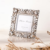 cheap Statues-Chrysanthemum Pattern Square Frame, Gold and Silver Resin Material, Desktop Photo Display Frame, Cozy Home Decor for Family Photos and Photography Props