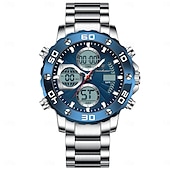 abordables Relojes digitales-Reloj de pulsera electrónico militar Poedagar para hombre, con alarma LED, analógico-digital, pantalla dual, resistente al agua, deportivo.