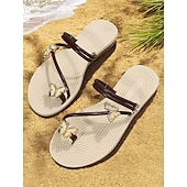 economico Infradito da Vacanza-Per donna Sandali Boho Da mare Giornaliero Farfalla Piatto Punta tonda Festività PU Mocassino Argento Nero Bianco