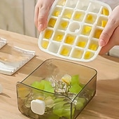 voordelige Keukenapparatuur-48 ijsblokjesmachine met eenvoudig te openen deksel - grote capaciteit dubbellaags ontwerp voedselveilige kunststof opberglade geschikt voor invriezen - geweldig voor whisky en cocktails essentiële