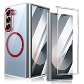 cheap Samsung Cases-Phone Case For Samsung Galaxy Z Fold 3 Back Cover Magnetic Support Wireless Charging Shockproof Retro PC