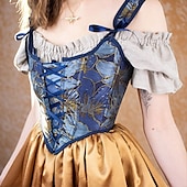 olcso Fűzők-Retró Középkori Reneszánsz Fűző Prsluk Bustier Jelmez Női Kelta Fantasy Mindszentek napja Farsang Álarcos mulatság Parti Alkalmi / Napi LARP Felnőttek Fűző