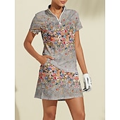 cheap Women&#039;s Golf Clothing-Women&#039;s Golf Polo Shirt Grey Short Sleeve Top Ladies Golf Attire Clothes Outfits Wear Apparel