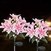 voordelige Grondlichten-2 stuks led-buitenzonnelampen, leliesimulatie, bloemgrondinzetlamp, 7 hoofdbloemen, 42 kralen, binnenplaats, tuin, gazon, pad, festival, bruiloft, feest, sfeerdecoratie, verlichting