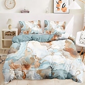 baratos 100% algodão-Capa de Edredom com Estampa de Mármore Conjunto Completo de Cama Cobre Leito de Edredom Macio e Leve com 2 Capa de Travesseiro para Verão Primavera