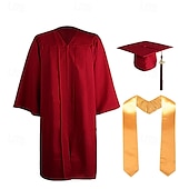 cheap Career &amp; Profession Costumes-Graduation Cap and Gown 2025 Set with Tassel Graduation Stoles for High School College Bachelor