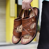 preiswerte Urlaubsandalen-Herrensandalen mit geprägten Details und gepolstertem Fußbett, ideal für lässige Outdoor-Aktivitäten