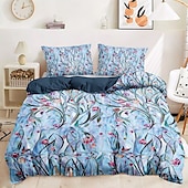 billiga 100% bomull-Blommig Duvet-set 100% Bomull Mjuk och Andningsbar Sängkläder med Färgglada Glasblommor Lätt och Hållbar Täcke Bekväm för alla säsonger Lätt att ta hand om