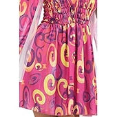 billiga Outfits-Retro / vintage 60-talet Hippie Klänningar 70-talskläder för kvinnor 70-talskläder Hippie Geometrisk Dam Halloween Karnival Maskerad Fest musikfestival Prideparad Vuxna Klänning Ärmar Pannband
